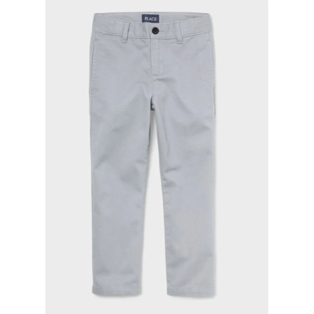 Childrens Place Boys Size 10 Straight Stretch Chino Pants Gray Fin NWT